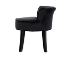 Velvet Vanity Stool Backrest Stools Dressing Table Chair Makeup Bedroom Black