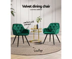 Set of 2 Calivia Dining Chairs Kitchen Chairs Upholstered Velvet Green