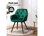 Set of 2 Calivia Dining Chairs Kitchen Chairs Upholstered Velvet Green