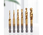6Pcs/Set Tap Drill Bit Strong Toughness High Efficiency Wear-resistant Multifunctional Hexagon Tile Drill Bit for Plastic-Antique Gold Long,A