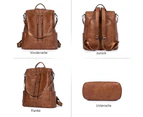 Women's Leather Backpack Anti-Theft Wallet Women's Backpack Girls A-Brown
