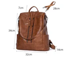 Backpack - Women'S Anti-Theft Leather Backpack, Handbag, Daypack, For Women, Girls - Brown
