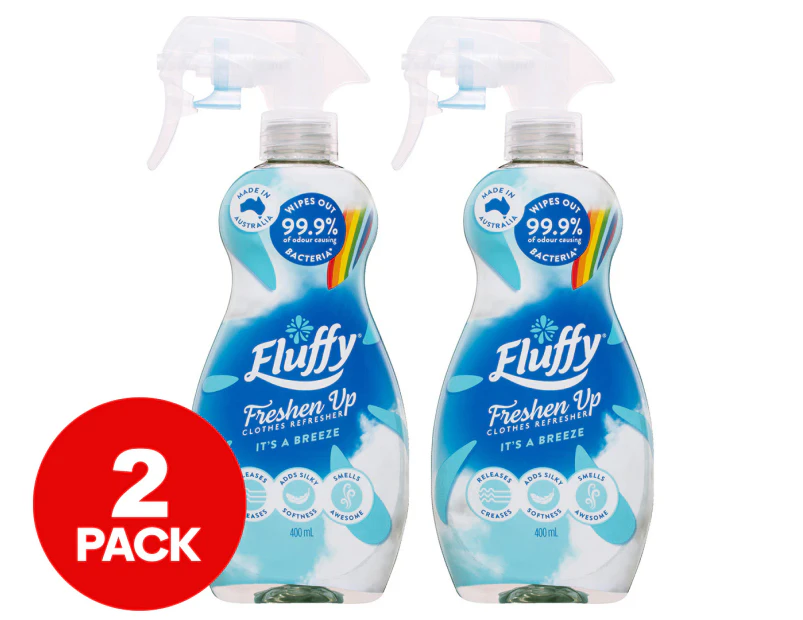 2 x Fluffy Freshen Up Clothes Refresher Spray 400mL