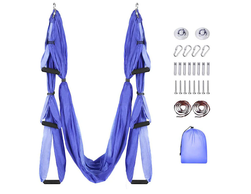 Aerial Yoga Swing Set, Yoga Hammock Flying Trapeze Yoga Kit Aerial Yoga Hammock Sling Inversion Tool with 2 Extension Straps-Purple