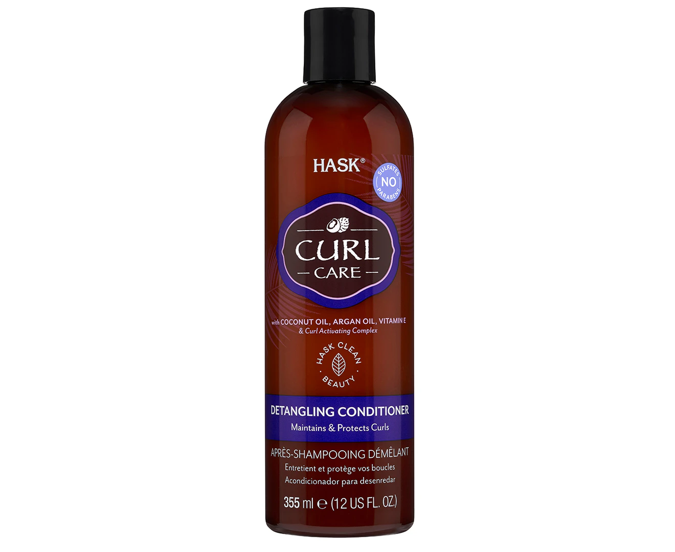 Hask Curl Care Detangling Conditioner, Coconut Oil Argan Oil Vitamin E and Curl Activating Complex - 355ml