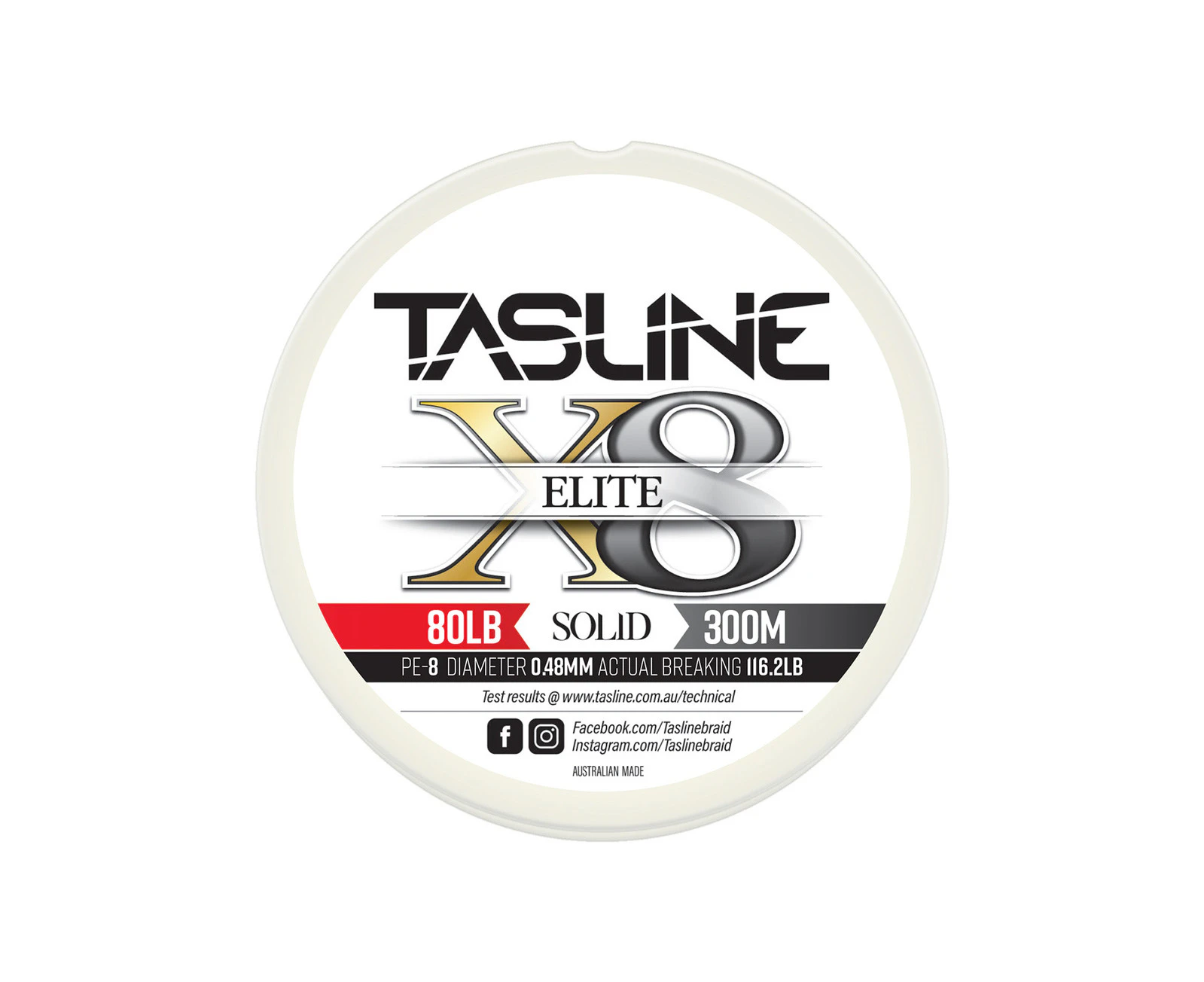 Tasline Elite White 300m Braid Fishing Line #80lb