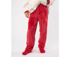 Ribbon Unisex Adult Eskimo Style Fleece Lounge Pants (Red) - RW8684