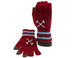 West Ham United FC Childrens/Kids Knitted Crest Touch Gloves (Claret Red/Sky Blue) - TA10191