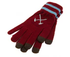 West Ham United FC Childrens/Kids Knitted Crest Touch Gloves (Claret Red/Sky Blue) - TA10191