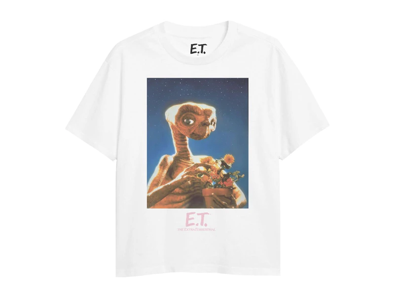 E.T. the Extra-Terrestrial Girls With Flowers T-Shirt (White) - TV1923
