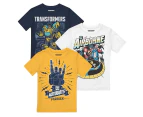 Transformers Boys Optimus Prime & Bumblebee T-Shirt (Pack of 3) (Navy/White/Yellow) - TV1965