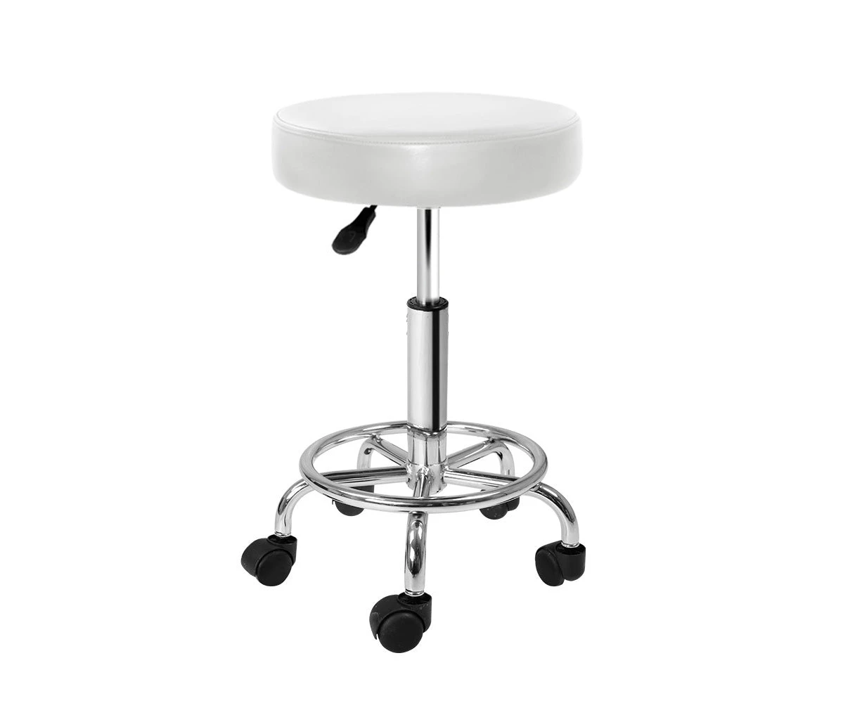 Artiss Round Chair Stools Salon Stool White Swivel Beauty Barber Hairdressing