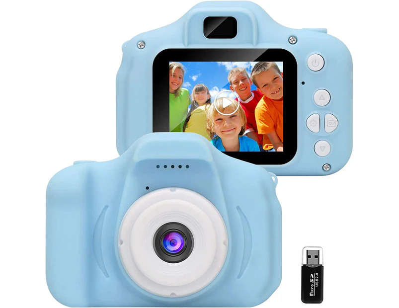 Camera, Mini Rechargeable Kids Digital Camera Gifts For 3-8 Years Boys Girls, 8Mp Hd Video 2 Inch Screen For Kids (32Gb Card Included) - Blue