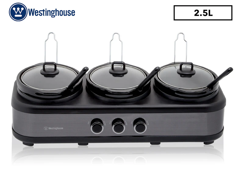 Westinghouse 3-Pot 2.5L Slow Cooker - Black WHSC07KS