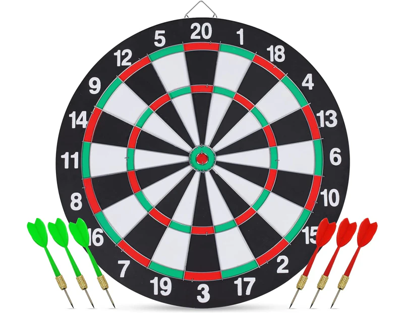 Dartboards - Dart Board Set,Double-Sided 15 Inch Dartboard Game With 6 Brass-Plastic Darts For Adults,Bars,Arcades