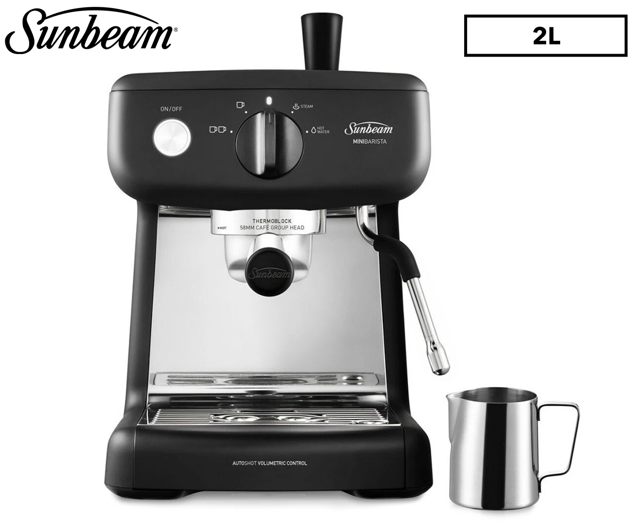 Sunbeam 2L Mini Barista Espresso Machine - Black EM4300K