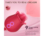 Rose Sex Stimulator for Women, 3 in 1 Clitoral Stimulator Tongue Licking Thrusting G Spot Dildo Vibrator with Butt Plug, Rose Toy Vibrator for Women