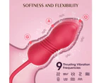 Rose Sex Stimulator for Women, 3 in 1 Clitoral Stimulator Tongue Licking Thrusting G Spot Dildo Vibrator with Butt Plug, Rose Toy Vibrator for Women