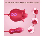 Rose Sex Stimulator for Women, 3 in 1 Clitoral Stimulator Tongue Licking Thrusting G Spot Dildo Vibrator with Butt Plug, Rose Toy Vibrator for Women