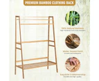 Giantex Bamboo Clothing Rack Garment Rack w/Top Shelf & Shoe Rack Heavy-duty Clothing Storage Organizer for Bedroom Living Room, Natural