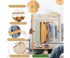 Giantex Bamboo Clothing Rack Garment Rack w/Top Shelf & Shoe Rack Heavy-duty Clothing Storage Organizer for Bedroom Living Room, Natural