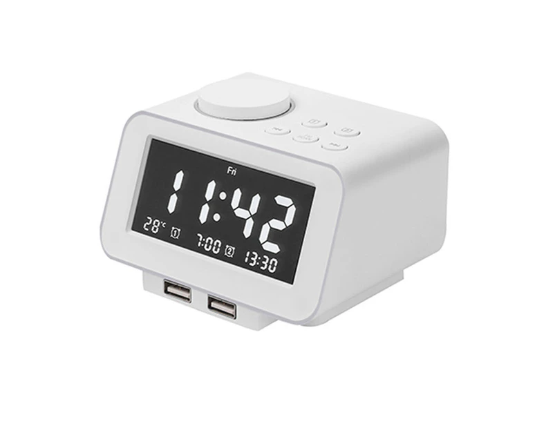 Brightness Adjustable LED Digital Alarm Clock Radio - White