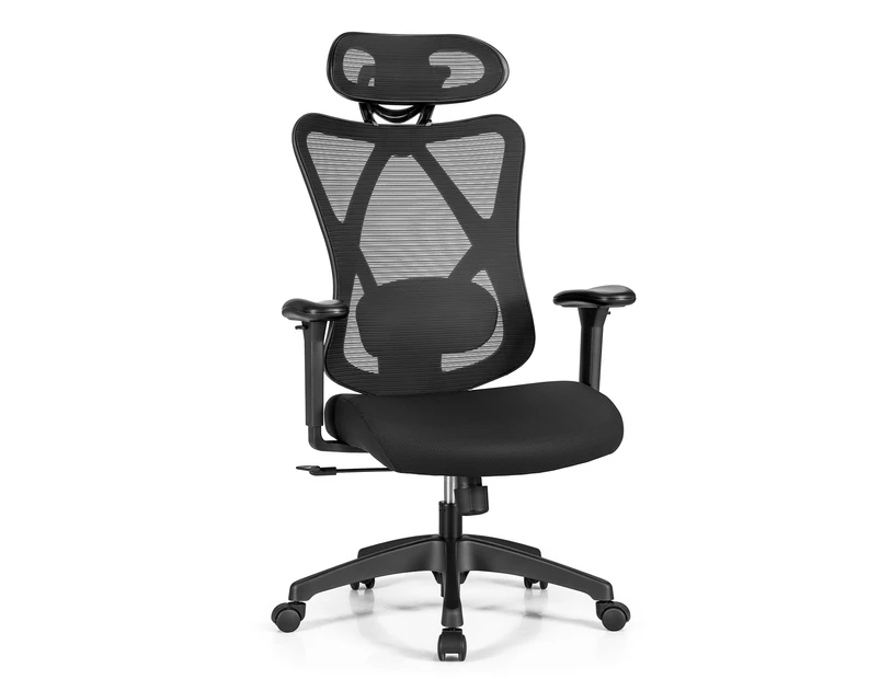 Giantex  Mesh Office Chair Ergonomic High Back Executive Chair w/Adjustable Lumbar Support & Rolling Casters Swivel Computer Desk Chair, Black