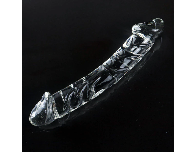 XL Crystal Glass Double Ended Realistic Dildo / Anal Plug - 23cm
