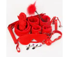 BDSM 10 pcs Bondage Kit / Fetish Restraint Set - Red