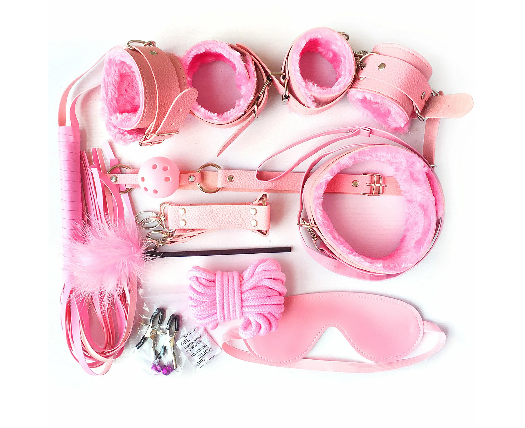 BDSM 10 pcs Bondage Kit / Fetish Restraint Set - Pink