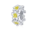 SOLID Sterling Silver Yellow Frangipani Flower Spacer Charm by YOUnique Designs - Pandora Compatible