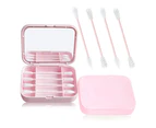 Reusable Cotton Swabs with Mirror, Washable Cotton Buds for Ear Cleaning, Skin-friendly Silicone Ear Sticks(Pink)