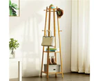 Bamboo Wooden Clothes Coat Hat Hanger Entryway Clothes Stand Rack Organizer Shel