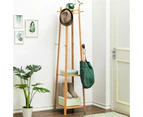 Bamboo Wooden Clothes Coat Hat Hanger Entryway Clothes Stand Rack Organizer Shel