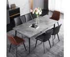 High Gloss 4-6 Seater Marble Dining Table Kitchen Lunch Dinner Table Slim Design Glossy Gray