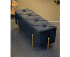 Premium bed end velvet bench/tufted ottoman with gold metal legs - classic black