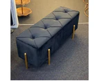 Premium bed end velvet bench/tufted ottoman with gold metal legs - classic black