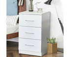 Advwin Bedside Table 3 Drawer Nightstand Storage Bed Side Table White