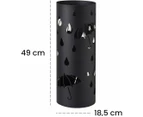 Cylindrical Metal Umbrella Stand With Rain Sculptures And Black Umbrellas 19X19X49 Cm
