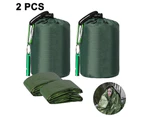 2pcs Emergency Sleeping Bag With Paracord, Ultralight Waterproof Thermal Survival Emergency Blanket For Camping,Green