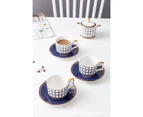 9 pcs New Design Retro Blue Rings Bone China Tea & Coffee Set - HW02979