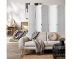 Oikiture 6 Panel Room Divider Screen Privacy Dividers Woven Wood Folding White - White