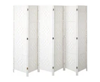 Oikiture 6 Panel Room Divider Screen Privacy Dividers Woven Wood Folding White