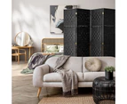 Oikiture 4 Panel Room Divider Screen Privacy Dividers Woven Wood Folding Black - Black