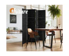 Oikiture 4 Panel Room Divider Screen Privacy Dividers Woven Wood Folding Black - Black