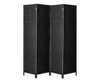 Oikiture 4 Panel Room Divider Screen Privacy Dividers Woven Wood Folding Black