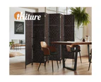 Oikiture 6 Panel Room Divider Screen Privacy Dividers Woven Wood Folding Brown