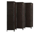 Oikiture 6 Panel Room Divider Screen Privacy Dividers Woven Wood Folding Brown
