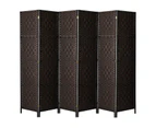 Oikiture 6 Panel Room Divider Screen Privacy Dividers Woven Wood Folding Brown - Brown
