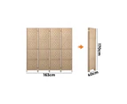 Oikiture 4 Panel Room Divider Privacy Screen Dividers Woven Wood Fold Stand - Natural
